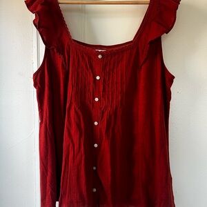 Maurices Crimson Ruffle Trim Blouse